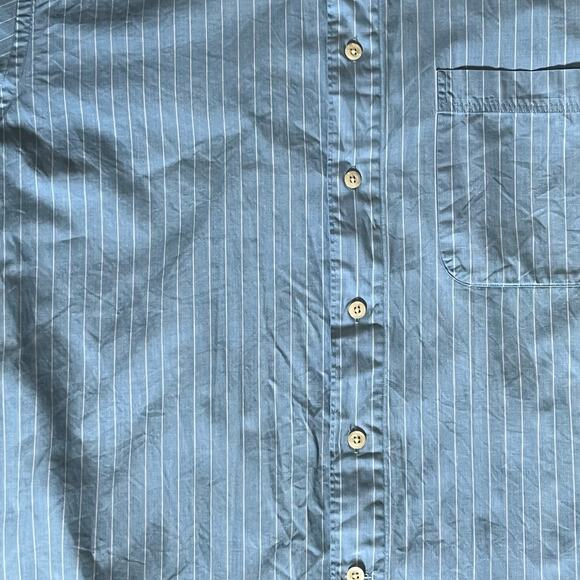 Valentino Uomo Blue Pinstripe Cotton Button Down Shirt Mens 15.5 34 35 - Picture 4 of 9
